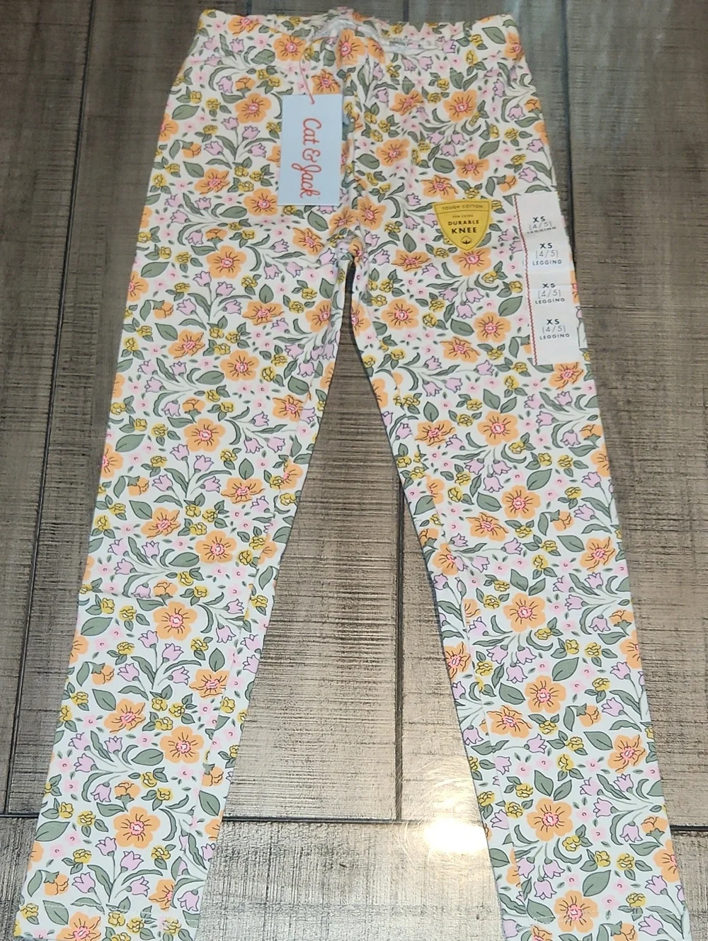 NWT Cat & Jack Floral Print Jeggings - Pink, Yellow & Green